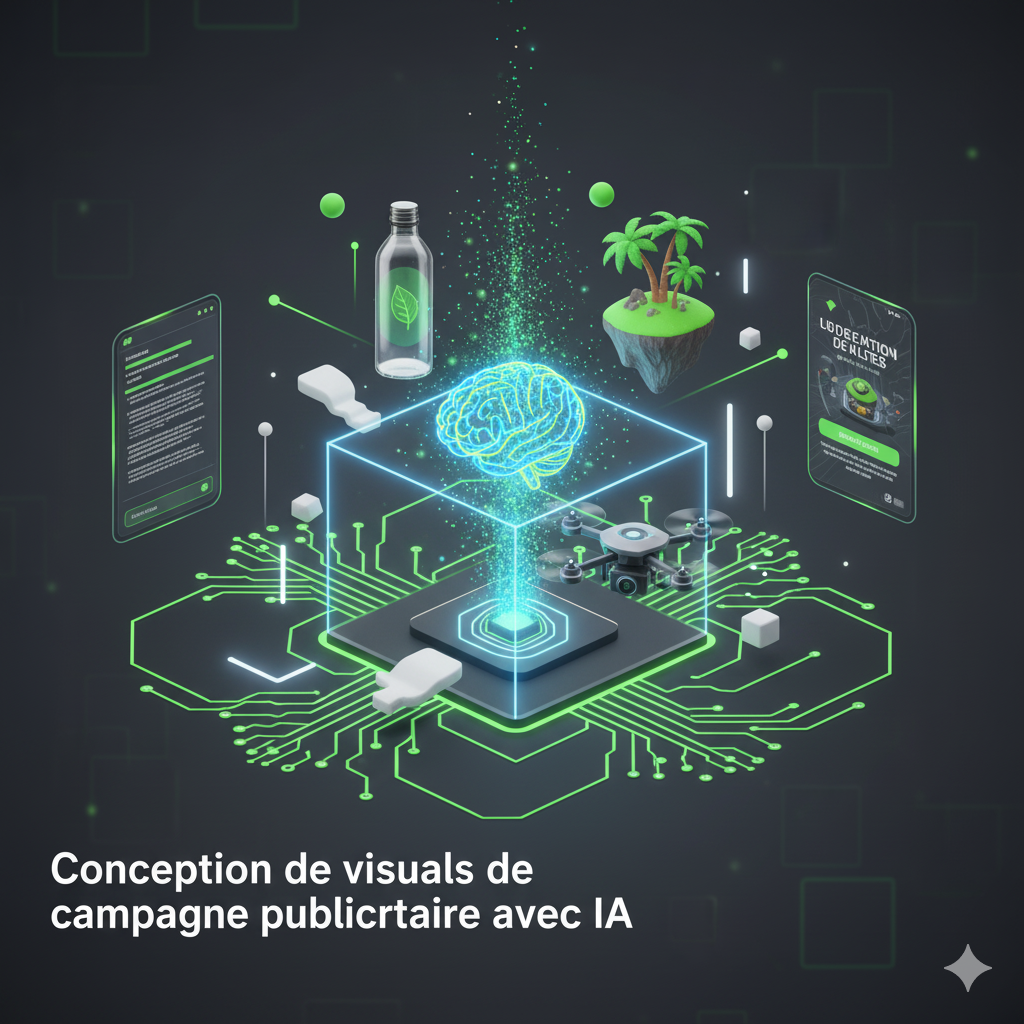 Services d'intelligence artificielle pour la conception de visuels publicitaires à Tahiti.